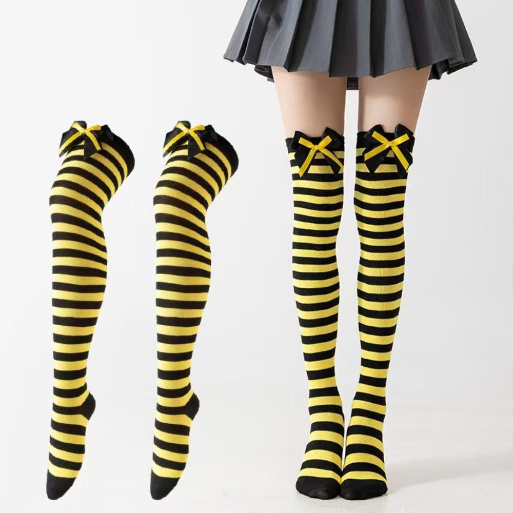 Japanese Style Over Knee Socks Keep Warm Thigh High Socks Striped Long Socks Stockings Cosplay