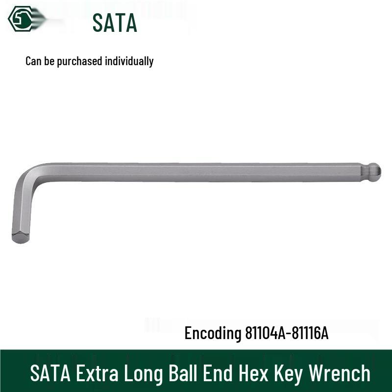 SATA Metric Extra Long Ball End Hex Key Set 81104A-81108A 81106A Extra Long Ball End 2.5mm
