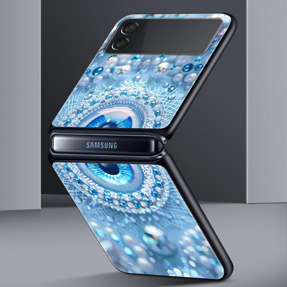 Fashion Eyelashes Eyes Hard PC Phone Case For Samsung Galaxy Z Flip 7 6 5 4 Black Cover For Galaxy Z Flip 3 Foldable Shell Capas