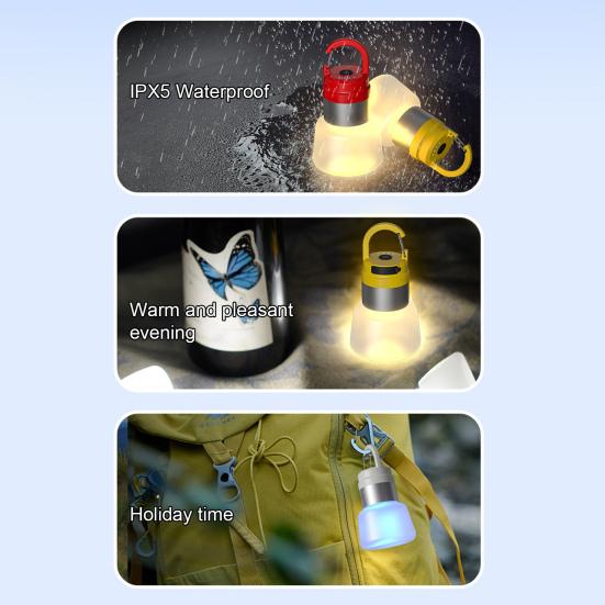 Outdoor Camping Lantern USB Rechargeable Waterproof Detachable Water Bottle Light Portable Hiking Backpacking LED Hanging Lamp