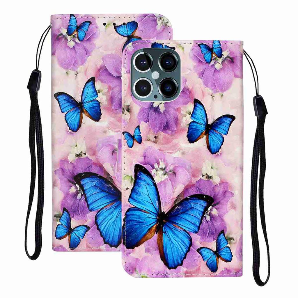 Purple Flowered Butterfly Shockproof Card Slots PU Leather Wallet Case for iPhone,Samsung,Huawei,Xiaomi,Moto,Tecno,Google,Nokia,Oppo,ZTE,Blackview...