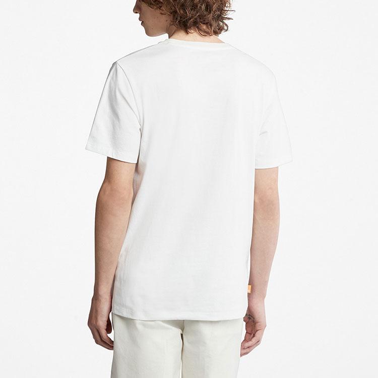 Timberland Pattern Printed Knit Casual Crew Neck Short Sleeve T-Shirt Men T-Shirts White A62JN-100