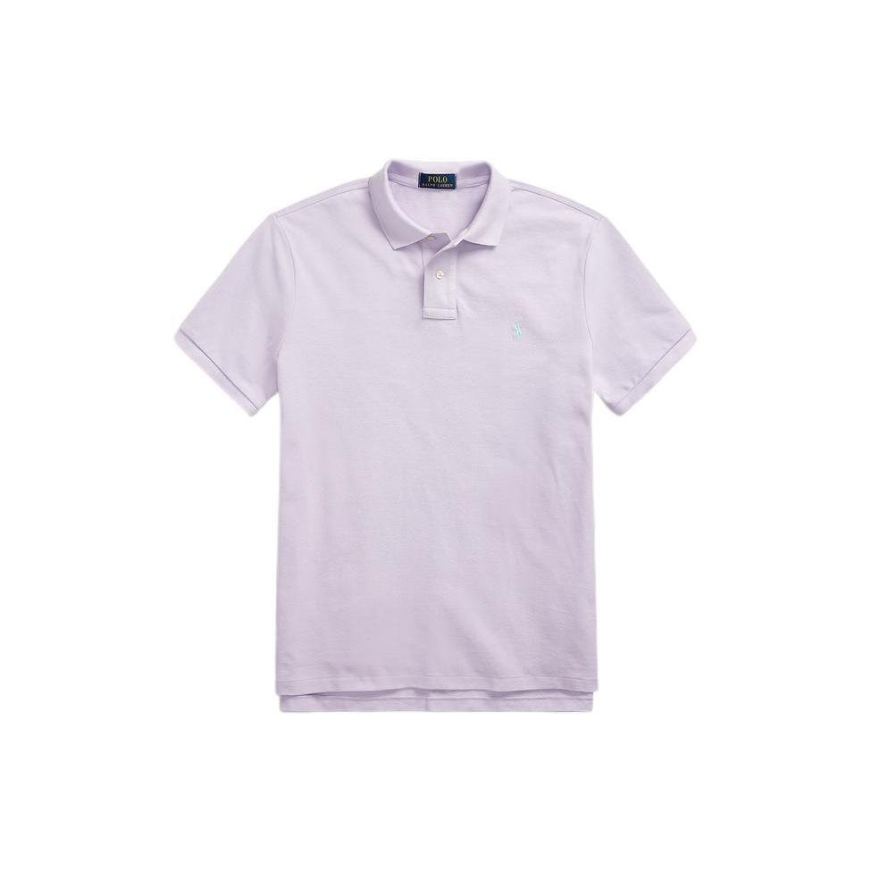 Polo Ralph Lauren Solid Color Logo Embroidered Slim Fit Short Sleeve Polo Shirt Men tops Light-Purple MNPOKNI1N821-857