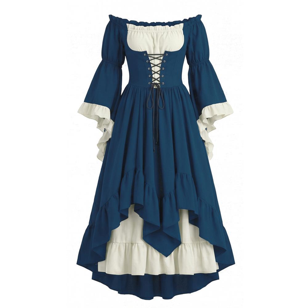 Medieval Dress Court Renaissance European And American Vintage Costume Puff-sleeve Waist-cinched Dresses Halloween Costume