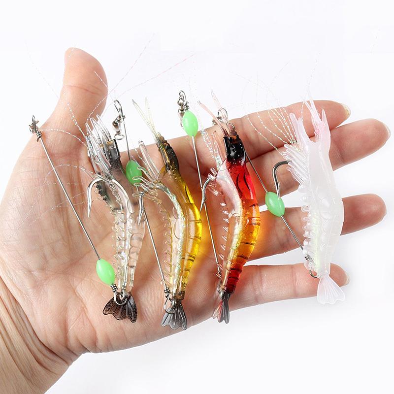 Luminous Soft Fishing Lures Fake Shrimp Floating Shaped Lure Bait Bionic Artificial Shrimp With Hook Fishing Tackle