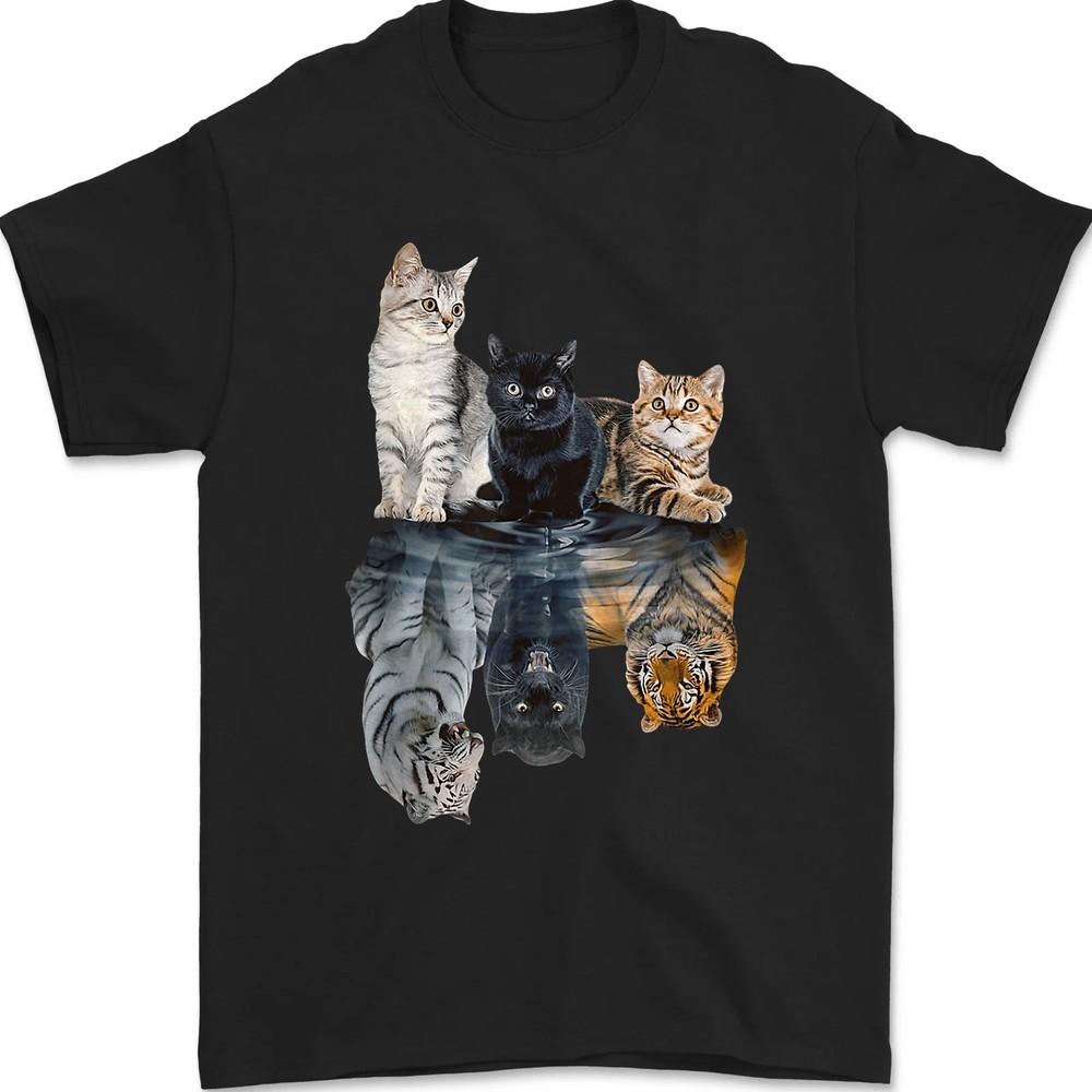 

Cats Reflection Mirror Lion Cheetah Tiger Funny Cat Lover Unisex T-Shirt M