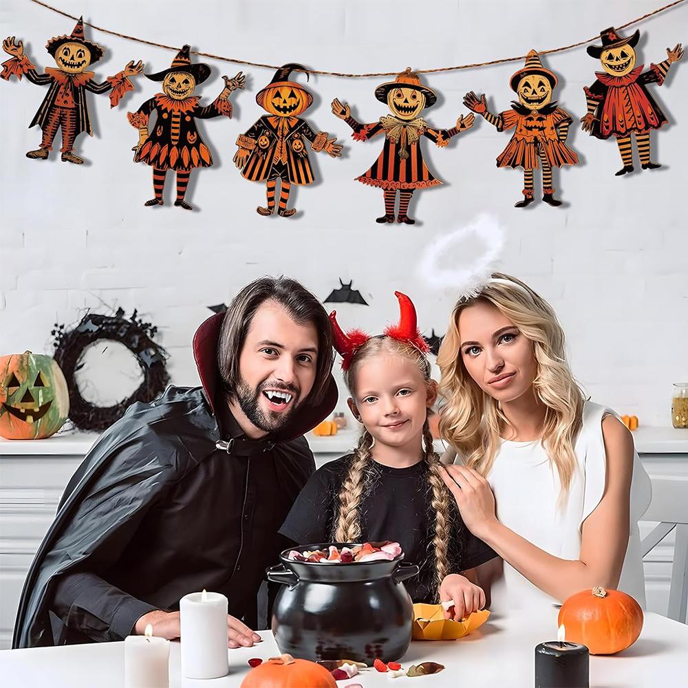 1set Vintage Halloween Decor Wood Banner Wall Decorations for Home