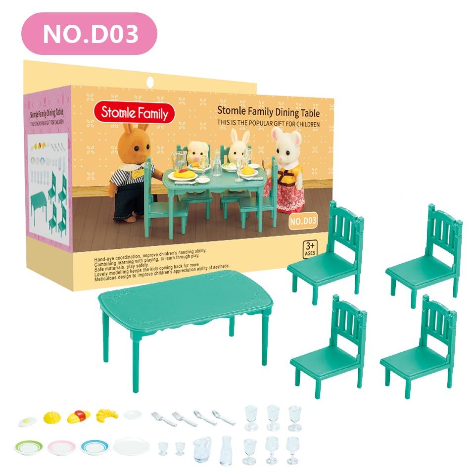 35CM 1:12 Miniature Furniture Forest Family Kitchen Toy Dining Table Dollhouse Accessories Bathroom Pretend Play For Girl Gifts Toys