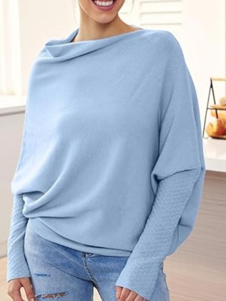 

Серый топ с открытыми плечами, длинными рукавами и асимметричным дизайном average size светло-синий