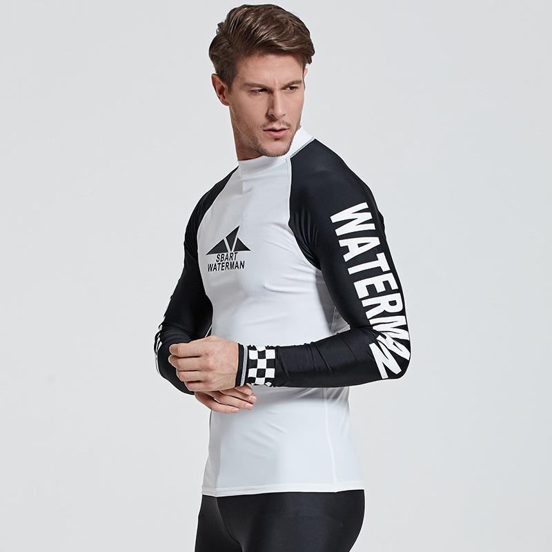 Shabate Men's Quick-Dry Diving Suit: Long Sleeve Sun Protection, Slim Fit, Jellyfish-Resistant Top for Snorkeling.