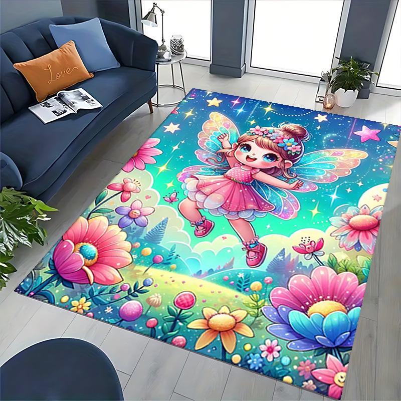 1pc Anime Fairy Chair Mat - Fantasy Floral Office Rug, Non-Slip Carpet for Desk Chairs, Decorative Gift for Anime Lovers, Suitable for Home and Office