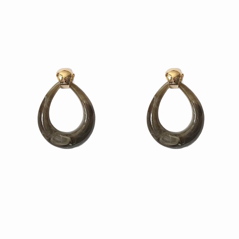 Silver Needle Resin Water Drop Hollow Retro Fashion Versatile Niche High-End Stud Earrings