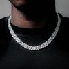 Hip Hop Shining Fashion Style 12MM Wide Buckle Diamond Cuban Necklace Bracelet Set with 5A Zircon Exquisite Jewelry