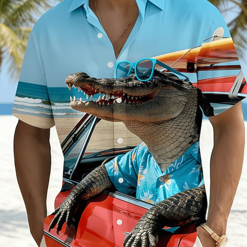 

Men s casual shirt printed short-sleeved shirt suitable for outdoor sports M