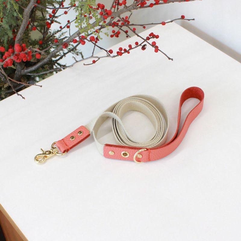 MAISON DE MIU Partner do biegania Smycz skórzana i parciana Koralowa