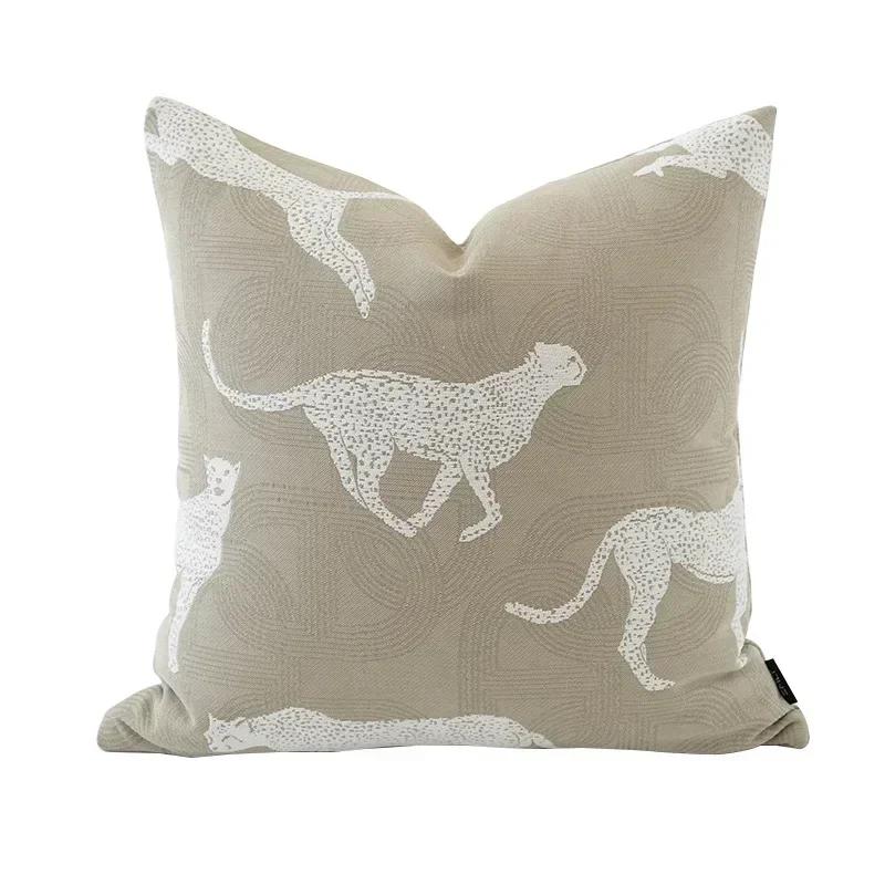 New Oat Color High End Geometric Jacquard Cushion Cover Double-Sided Modern Light Luxury Pillow Covers Decorative Decor Home
