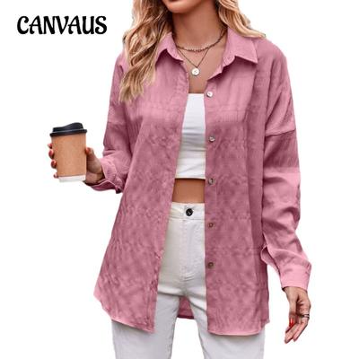 Spring and Autumn Women's Casual Fashion Bubble Check Loose Plaid Shirt Top