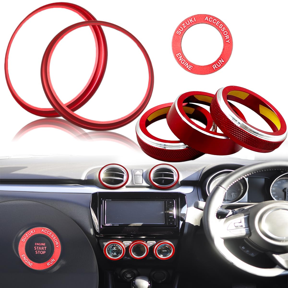 

BLOOM SPIRITS Swift Sport Interior Air Conditioning Ring and Dial Cover for and ZC83S Custom Air Conditioning Dial and Start Button Parts ZC13S,