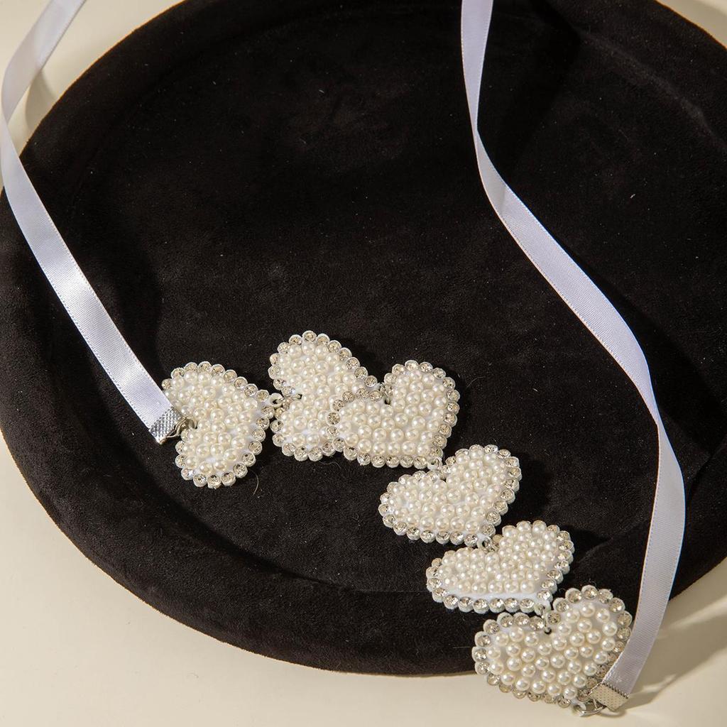 Summer New White Romantic Love Non Woven Ribbon Choker Necklace Women's Accessories Valentine's Savings Gift Clavicle Necklace