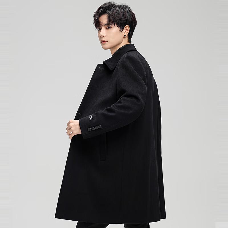 FAPAI Men's Merino Wool & Silk Blend Mid-Length Overcoat