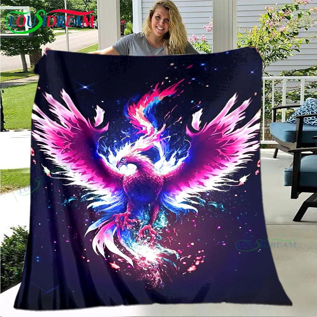 3D Popular Mythical Beast Phoenix Blanket,Flannel Throw Blanket for Home Bedroom Bed Sofa Picnic Office Hiking Leisure Nap Gift