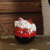 Japanese Ceramic Maneki-neko Lucky Cat Wobbling Figurine Bedroom, Living Room, Study Desk Decorative Ornament