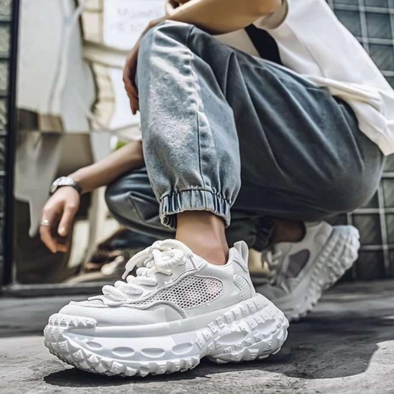 Men's Spring Shoes Tire Sole Mesh Height-enhancing Dad Shoes Summer Versatile Casual Sports Shoes