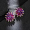 Luxury Rhinestone Flower Earrings Fashionable Exaggerated Studs Niche Design Elegant Party Jewelry For Women