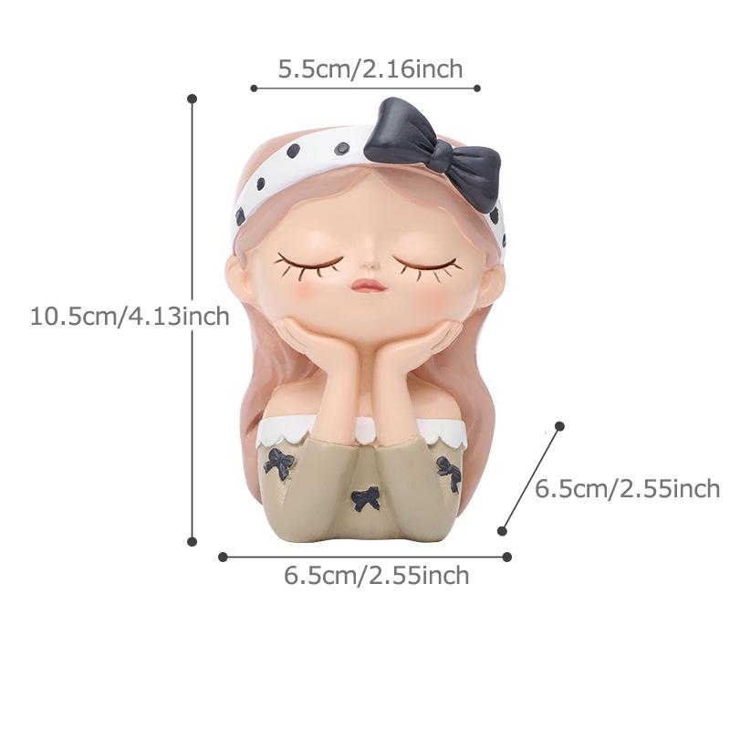 

Cute Girl Small Plant Pot Resin Succulent Planter for Home Office Desk Mini Ornament Fairy Garden Flowerpot Decoration