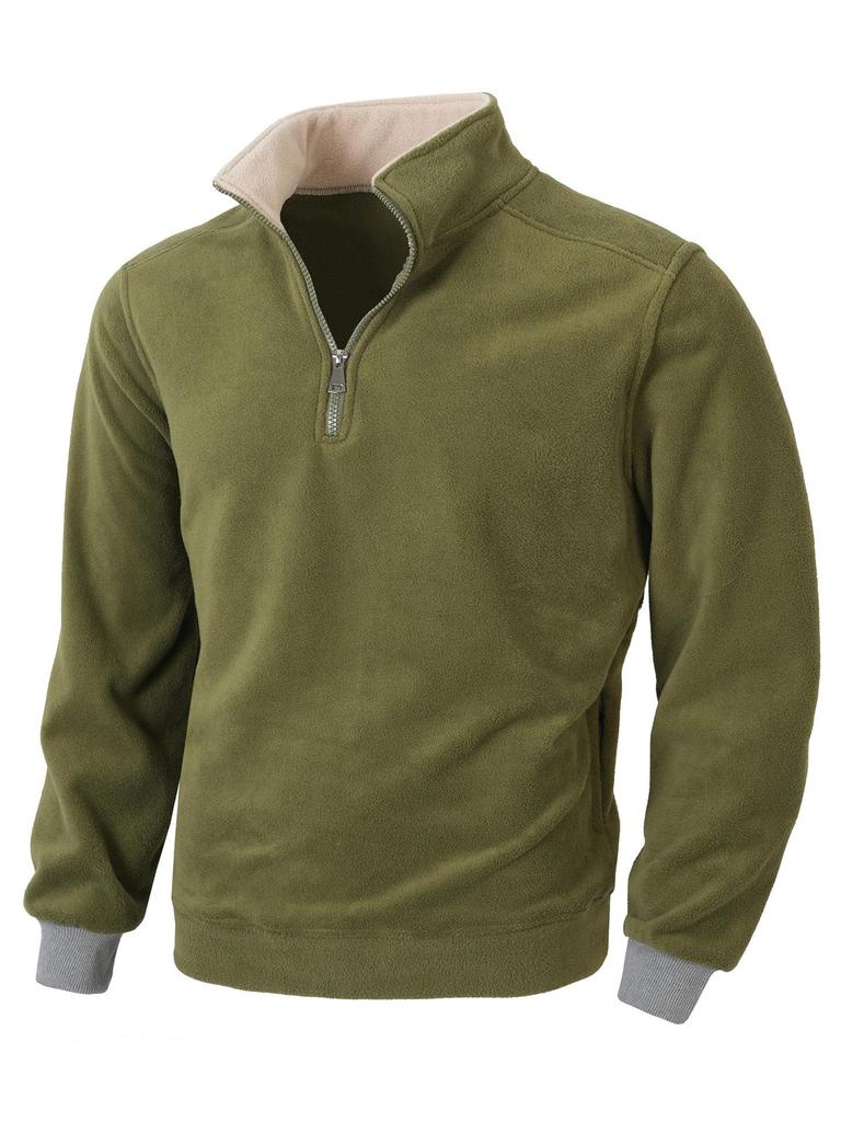 European & American Slim Fit Stand Collar Zipper Pullover for Men's Autumn & Winter Casual Wear