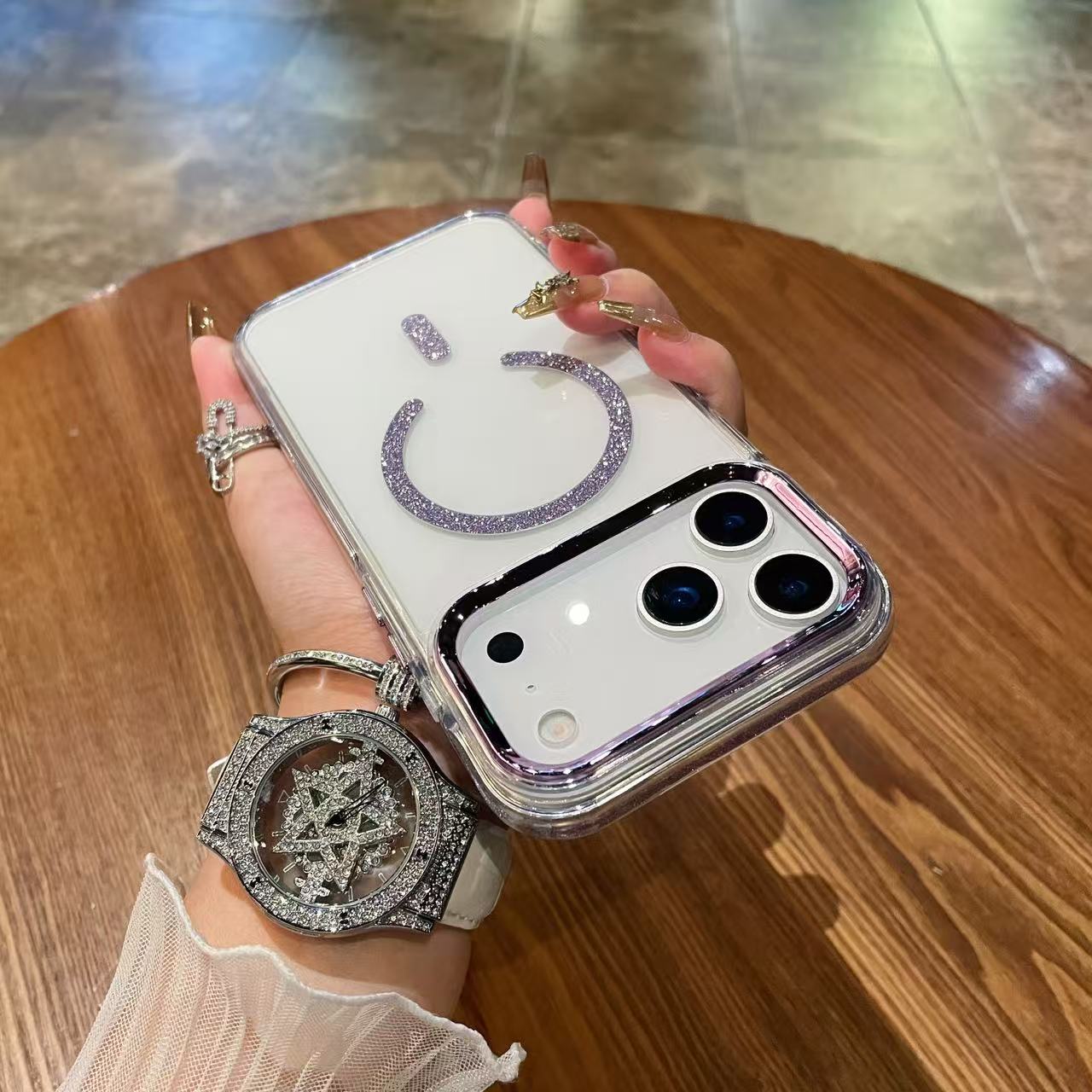 

Sparkling Transparent Magsafe Magnetic Wireless Charging Case for iPhone 17 16 15 14 13 12 Pro Max 17 Air Shock Protection Cover iPhone 14