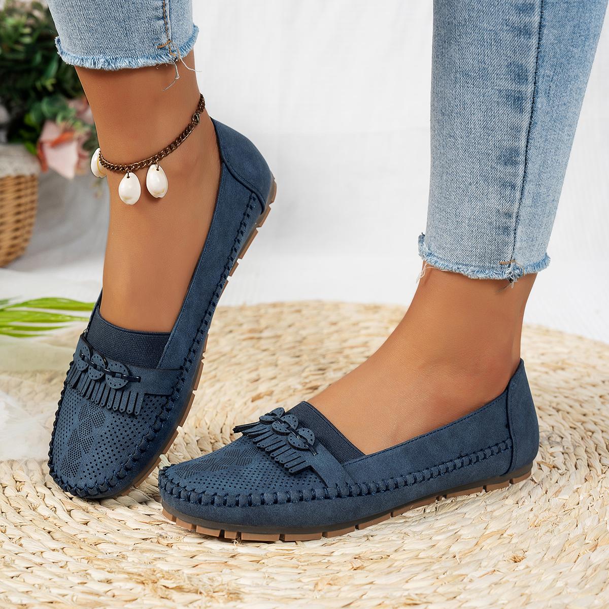 

Fashion 2025 New Women Flats Shoes Trend Slip on Loafers Casual Round Toe Flat Sneakers Women Breathable =Shallow Comfort Shoes Ladies 35 синий