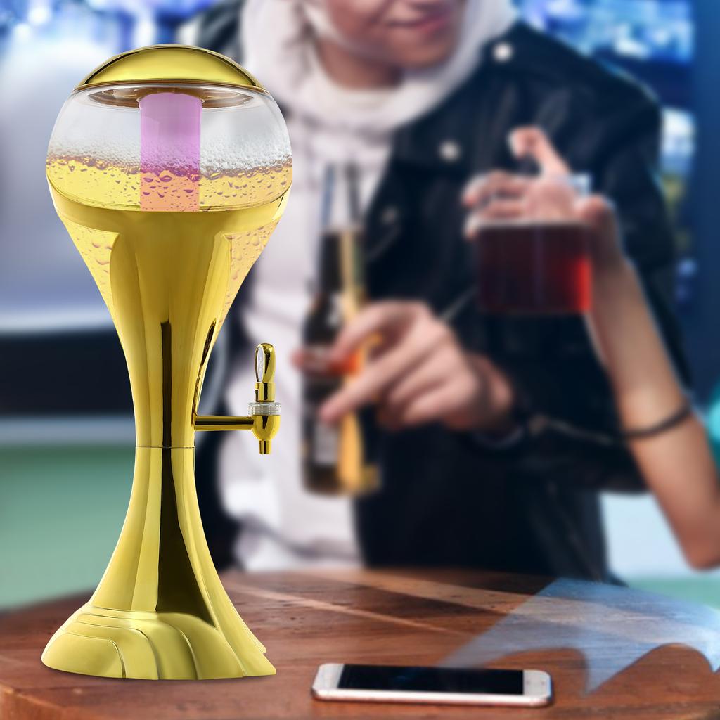 3L Sphere Wine Dispenser with Ice Tube - Modern Gold & Clear Beverage Server, 101.5Oz Capacity, Perfect for Parties & Events