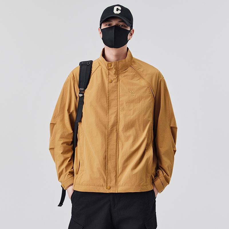 Spring Men'S Trendy Brand Embroidery Splicing Breathable Mesh Stand-Up Collar Jacket Couple With The Same Style Outdoor Versatile Leisure