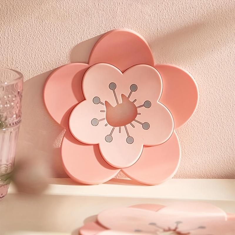 

1 шт. Розовый креативный двухслойный лепестковый дизайн теплоизоляционная подкладка под цветочную чашку хозяйственные товары утолщенная подкладка для горшка противоожоговая изоляционная подкладка