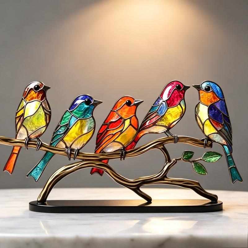 Small Creative Flower Bird Hanging Ornament Cute Bird Figurine Flock Series Home Wall Desktop Table Decor Gift Collection