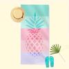 Golden Pineapple Summer Beach Towel Geometric Striped Print Quick Dry Sandproof Absorbent Towel for Beach Travel Vacation