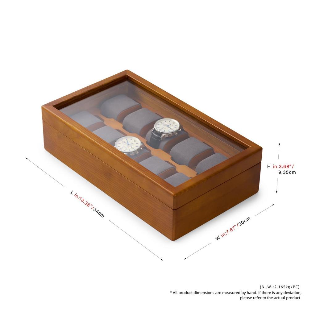 Wooden Watch Storage Holds 10 Dark Gray Watch Can Hold Magnets Box, Watches, Pillow,