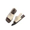 Real soft leather flat bottom with sandals for women's summer wear 2025 new simple French retro open toe cool