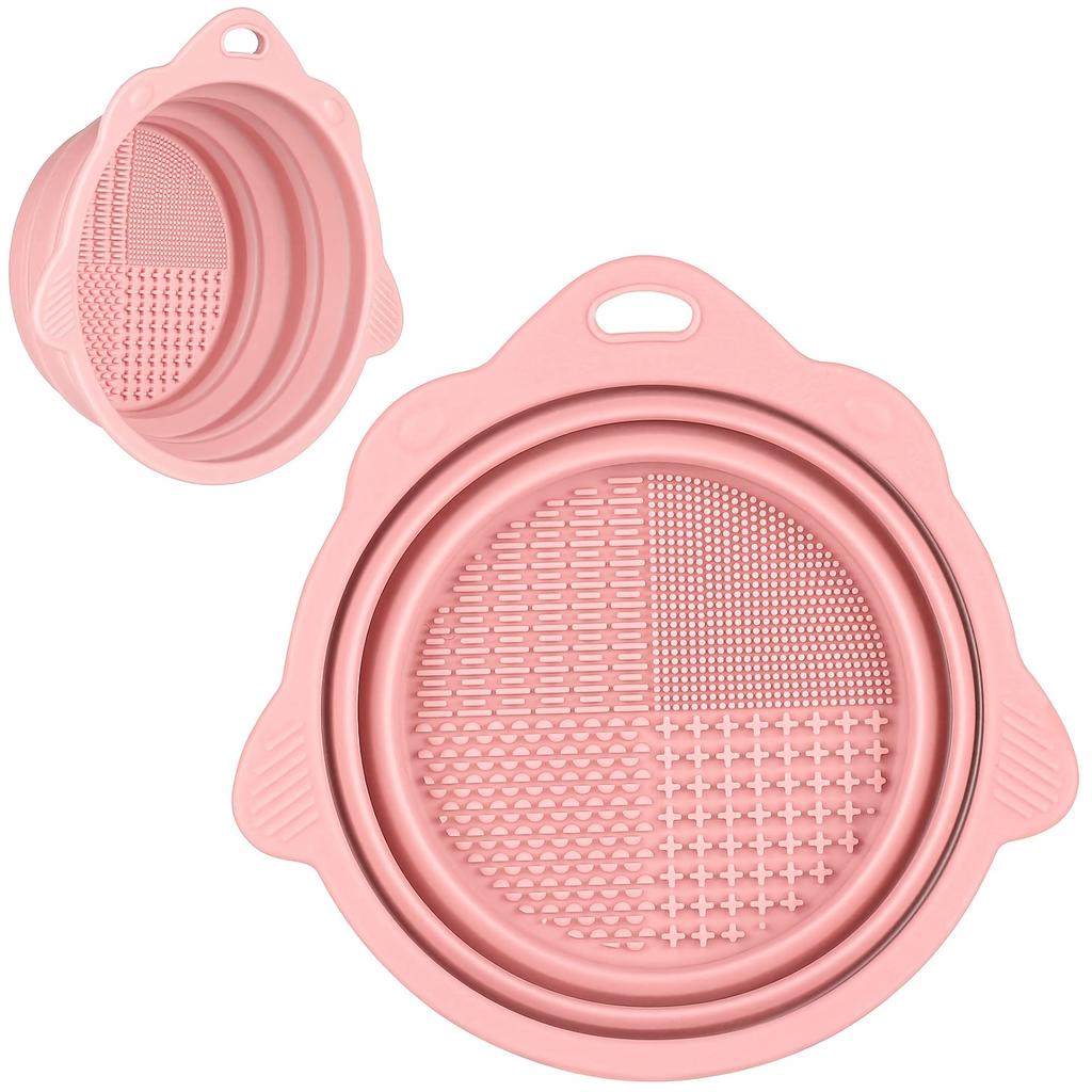 Foldable Makeup Brush Cleaning Bowl, Silicone Portable Cosmetic Cleaning Tool Suitable For All Sizes Beauty Makeup Brush Set.