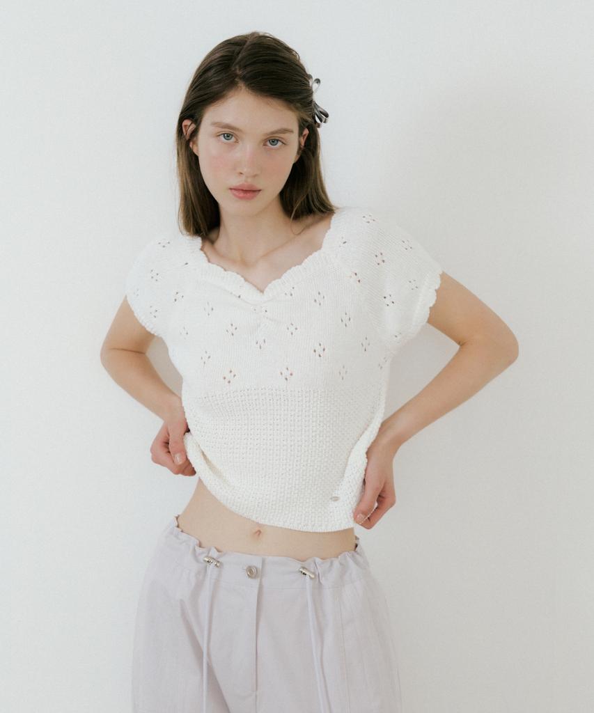 LETTERA Scallop Square Knit_2Color