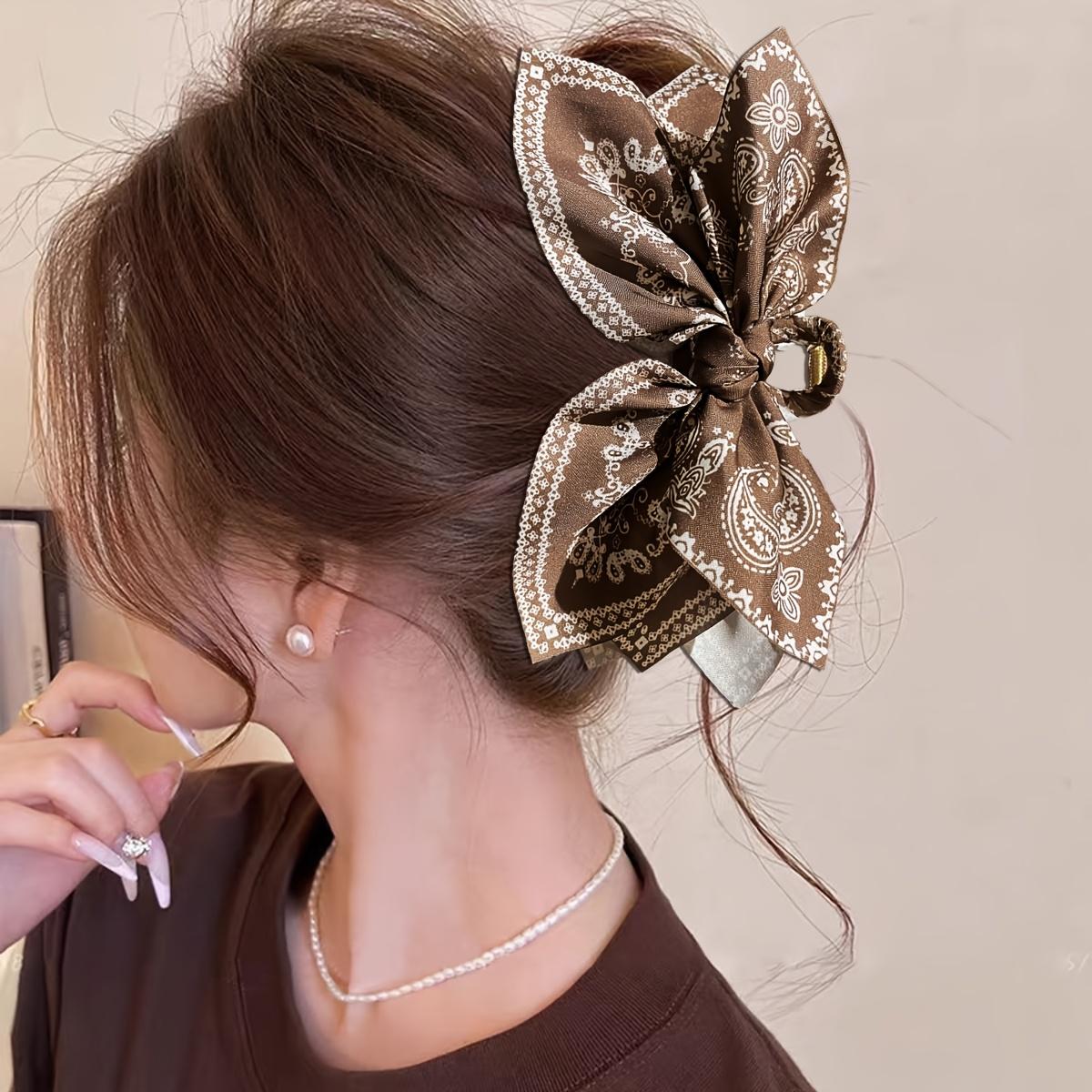 

1Pcs Women s Style, Brown Cashew Flower Bow Hair Clip, High-End and Elegant Hair Clip, Shark Clip Fashion Headwear