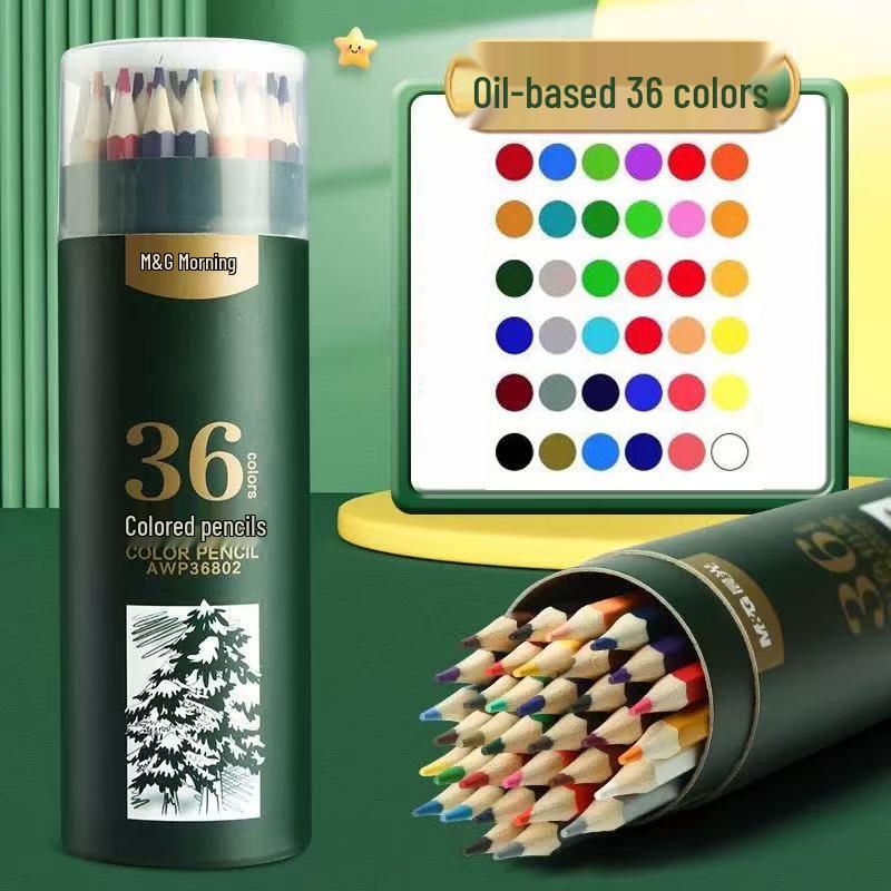 Morning Light Oil-Based & Water-Soluble Colored Pencils – 24 Erasable and 36 Hand-Painted Shades for Students