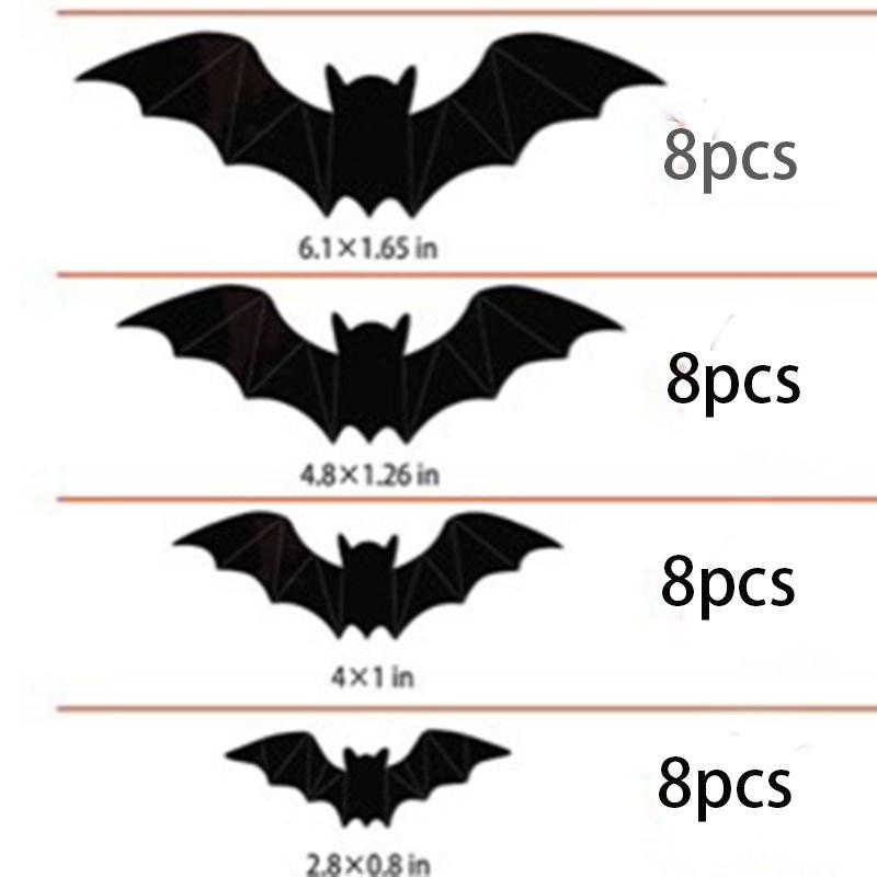 Decorazioni da Parete di Halloween Ragno Nero 3D & Pipistrello Fantasma - Adesivi Impermeabili