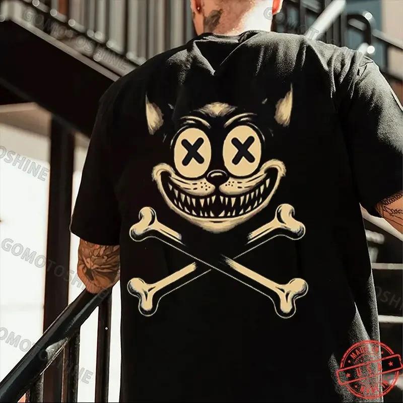 Cat Skull Print Men s Unisex T-Shirt XXL