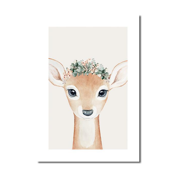 

Дитячі тварини Картина на полотні Олень Ведмідь Плакат Веселка Єдиноріг Дитяча кімната Настінне мистецтво Друк Скандинавська дитина Дитяча прикраса спальні Картина 30x40cm No Frame