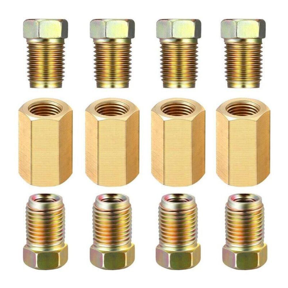 

12Pcs 3/16 Brake Line Fittings Inverted Pipeline Accessories brass Unions Female Union Brake Line Connector червоний