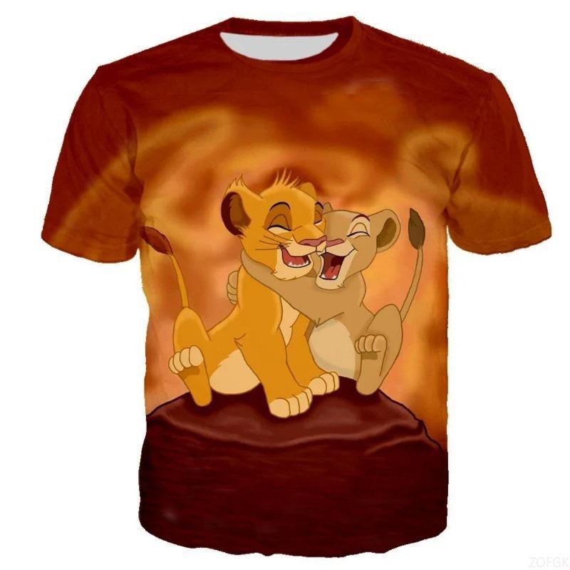 Nuova Maglietta Il Re Leone Cartone Animato Anime Stampa 3D Uomo e Donna Moda Top Manica Corta Estate