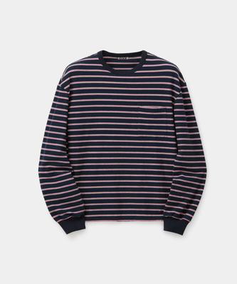 Kueo Pocket Point Multi Pin Stripe Long Sleeve (Dark Navy)
