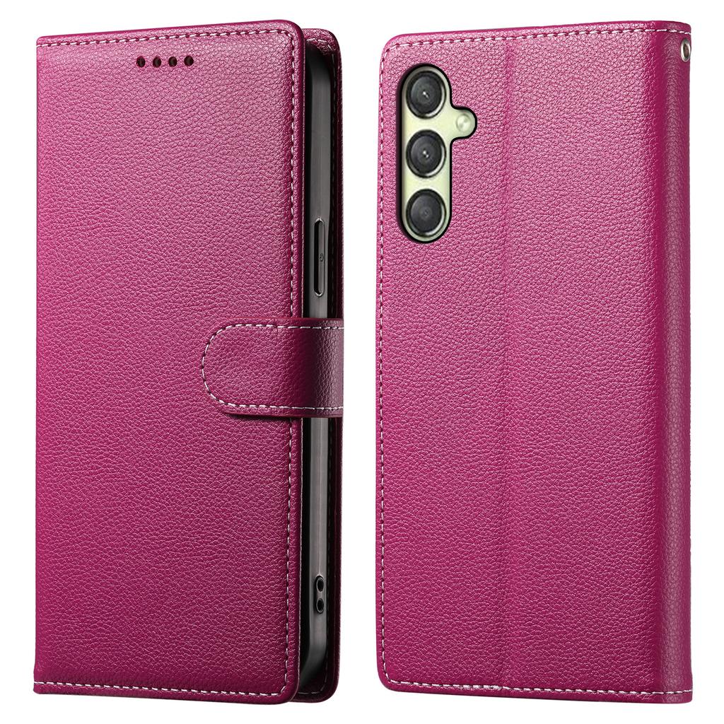 DF-012 For Samsung Galaxy A25 5G (Global) (161.0 X 76.5 X 8.3mm) Case Litchi Texture Leather Wallet Stand Phone Cover